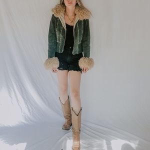 Leather and sheep fur coat